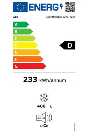 Aeg OAG7M401DW congélateur Armoire DUMANOIR