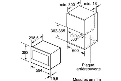 Bosch électroménager BFL634GS1 - Série 8, Micro-ondes intégrable, 60 x 38 cm, 21 litres, Inox [Classe énergétique A++] DUMANOIR