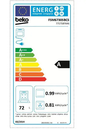 Cuisinière vitrocéramique Beko FSM6730SBCS DUMANOIR