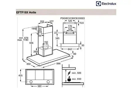 Electrolux EFTF19X - hotte décorative murale DUMANOIR