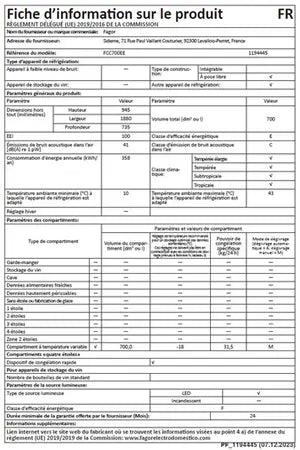 Fagor FCC700EE congélateur coffre DUMANOIR