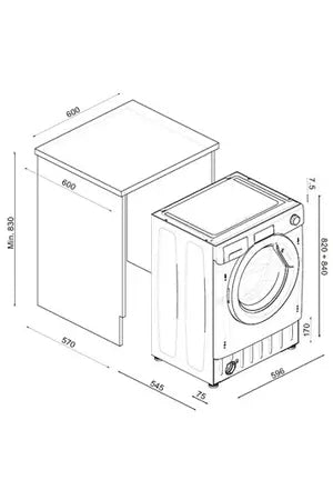 Lave linge 60CM Intégrable 8kg CANDY CBW 48TWME-S DUMANOIR