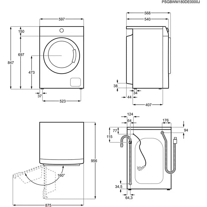 Lave linge hublot ELECTROLUX EW2F6812AA + Plaque de recouvrement ELECTROLUX de protection-E4WP31 DN ELECTRO