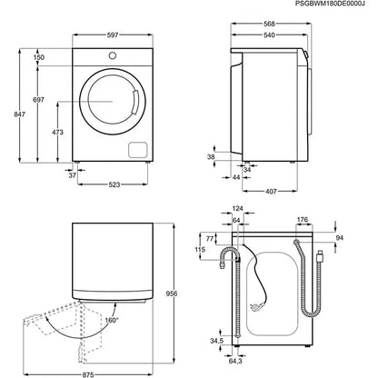 Lave linge hublot ELECTROLUX EW2F6812AA + Plaque de recouvrement ELECTROLUX de protection-E4WP31 DN ELECTRO