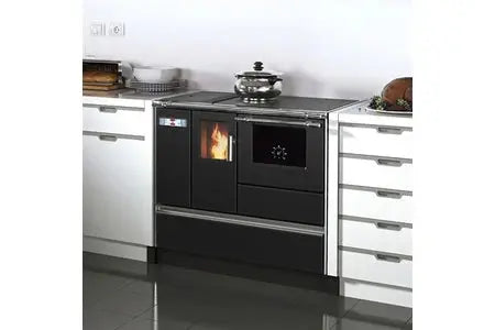 Sannover - cuisinière granulés avec four chauffage seul 8 kW Gris Anthracite DUMANOIR