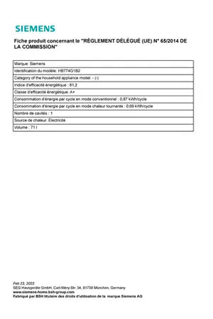 Siemens HB774G1B2 four DUMANOIR